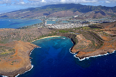 Aerial view of Hanauma Bay, Oahu, Hawaii, USA