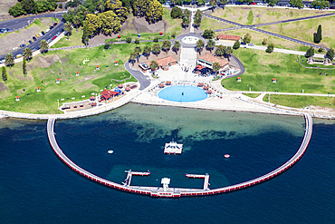 Aerial view of the Eastern Beach Bathing Complex in Geelong.