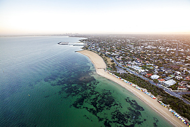 Brighton beach looking towards the Melbourne CBD.