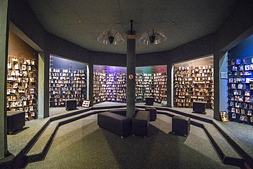 Photographs of known victims of the 1994 Rwandan Genocide line the walls of the Kigali Genocide Memorial, Kigali, Rwanda.