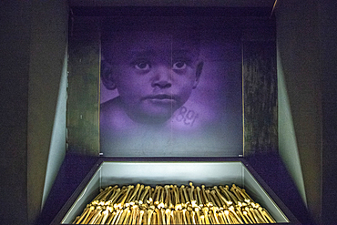 The remains of known victims of the 1994 Rwandan Genocide remain interred and on display inside of of the Kigali Genocide Memorial as a testament to those lost in the brutality, Kigali, Rwanda.