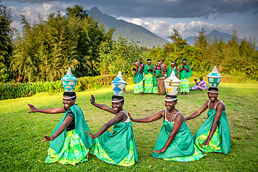 Intore Traditional dance performed outdoors near Volcanoes National Park in Rwanda