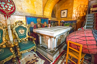 Royal tombs and artifacts within the Beata Maryam Church, resting place of Menelik II and his wife and daughter. Addis ababa, Ethiopia.