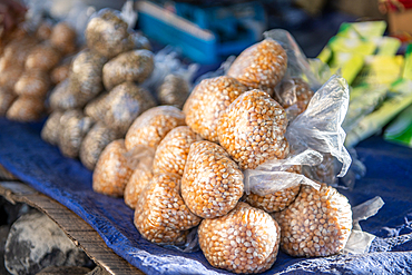 Plastic bags full of corn kernels, Debre Berhan, Ethiopia