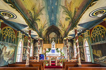 Interior of Saint Benedict's Catholic Church, the "Painted Church", Honaunau, South Kona, Big Island of Hawaii.