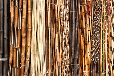 Decorative bamboo and reeds at craft market in Tonal·, Mexico.