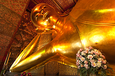 The Reclining Buddha at Wat Pho Temple, Bangkok, Thailand.