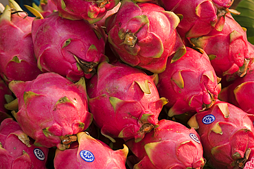 Dragon fruit for sale at Pratu Chiang Mai market; Chiang Mai, Thailand.