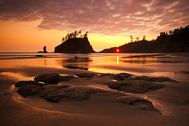 Second Beach at sunset, Olympic National Park, Washington.