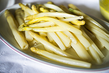 Boiled asparagus. Navarre, Spain, Europe