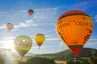 Hot-air balloons. Navarre, Spain, Europe