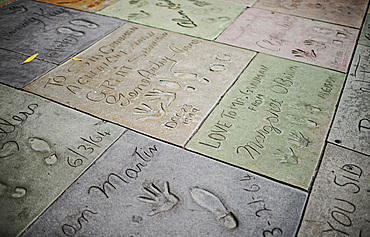 Actor prints at Grauman's Chinese Theatre, Hollywood Boulevard.