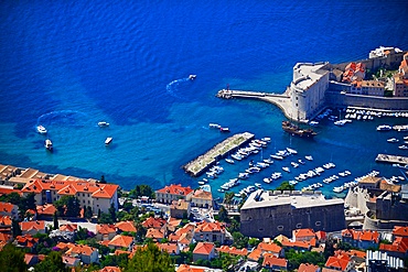 Views of the Old Port of Dubrovnik from above, Croatia