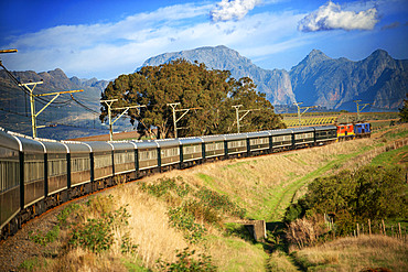 The Rovos Rail luxury train travelling between Cape Town and Pretoria in South Africa Pride of Africa beautifully rebuilt Classic train that form part of the luxurious and privately owned Rovos Rail fleet