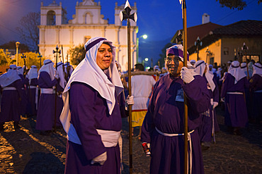 Easter Holy Week procession in Antigua, Guatemala. Jesus Nazareno de la Penitencia Procession in Antigua, Guatemala. Holy Week, friday.