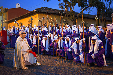 Easter Holy Week procession in Antigua, Guatemala. Jesus Nazareno de la Penitencia Procession in Antigua, Guatemala. Holy Week, friday.