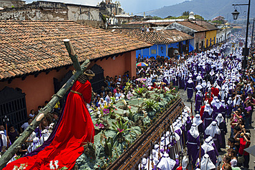 Easter Holy Week procession in Antigua, Guatemala. Jesus Nazareno de la Penitencia Procession in Antigua, Guatemala. Holy Week, friday.