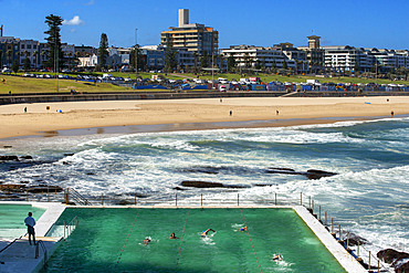 Bondi Icebergs swimming pool, Bondi Beach, Sydney, New South Wales, Australia. The Bondi beach to Coogee walk is a coastal walk in Sydney New South Wales, Australia