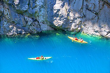 Congost de Mont-Rebei in the Pre-Pyrenees of Lleida, Catalonia. Serra del Montsec, La Noguera, Lleida, Spain

The Montrebei Gorge (in Catalan Congost de Mont-Rebei) is a place that is located between the provinces of Huesca and Lv©rida (Spain), between the regions of Ribagorza and Pallars JussvÜ. It is constituted in the narrowest part by which the Noguera Ribagorzana river, which constitutes the natural border between Aragon and Catalonia, crosses the Montsec mountain range, walls in vertical fall of more than 500 meters and a width at its minimum point of 20 meters . The Catalan part is part of the Noguera Nature Reserve. It is within the Sierra del Montsec Natural Interest Area.