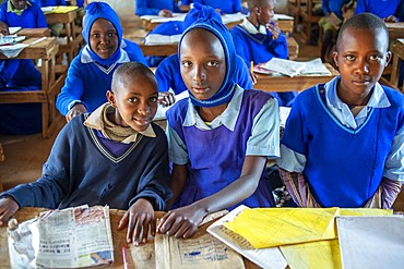 Inside primary and second school in a small village near Kitui city in the Kamba country in Kenya, Africa.