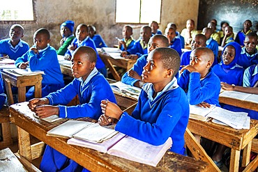 Inside primary and second school in a small village near Kitui city in the Kamba country in Kenya, Africa.