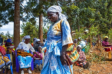 Funeral for the death of a person due to Coronavirus and AIDS in a small village near Kitui city in the Kamba country in Kenya, Africa.