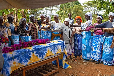 Funeral for the death of a person due to Coronavirus and AIDS in a small village near Kitui city in the Kamba country in Kenya, Africa.