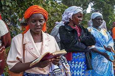 Funeral for the death of a person due to Coronavirus and AIDS in a small village near Kitui city in the Kamba country in Kenya, Africa.