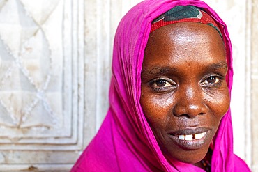 Portrait of a battered women. Afrikable spanish NGO in Lamu island Kenya. This association tries to empower women who have been victims of abuse. By making souvenirs that are later sold in the village store and the schooling of their children.