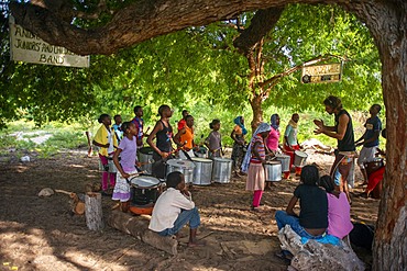 Bloko del Valle music band in Anidan ChildrenÇƒÙs House NGO in Lamu, Kenya. This NGO is created for kenyan orphaned, abused or homeless children.