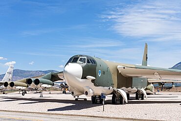 A Boeing B-52 Stratofortress strategic heavy bomber in the Hill Aerospace Museum in Utah.