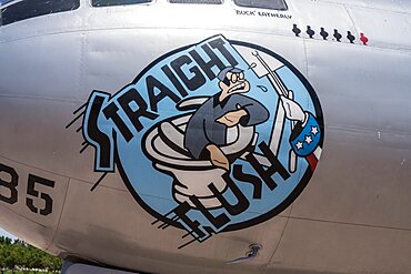 A Boeing B-29 Superfortress stategic heavy bomber from WWII in the Hill Aerospace Museum in Utah.