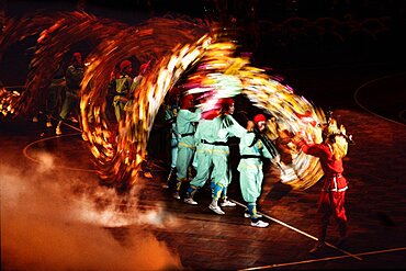 Dancers in the National Dragon Dance Competition in Beijing, China.