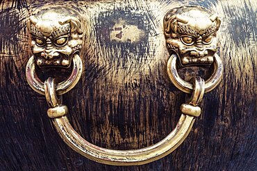 Detail of a gilded cistern in the Forbidden City, Beijing, China. The gold leaf was scratched off by foreign soldiers during the Boxer Rebellion.