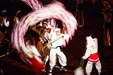 Dancers in the National Dragon Dance Competition in Beijing, China.