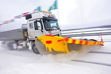 Snowplow vehicle working in Rovaniemi