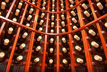 Wine bottles in wine rack