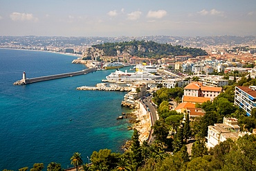 Overlooking Nice harbour and town, Nice, France