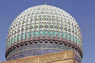 A dome of Bibi Khanym Mosque, also known as Bibi Khanum Mosque, Samarkand, Uzbekistan