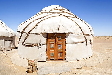 A yurt, Ayaz Kala Yurt Camp, Ayaz Kala, Khorezm, Uzbekistan