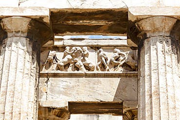 Frieze and columns, Temple of Hephaestus, Ancient Agora of Athens, Athens, Greece