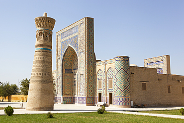 Ulugh Beg Madrasah and Minaret at Memorial Complex of Al Gijduvani, Gijduvan, near Bukhara, Uzbekistan