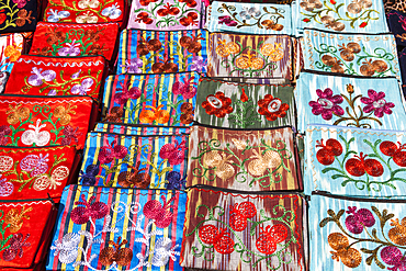 Colourful bags for sale, Shakhrisabz, Uzbekistan