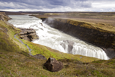 Gullfoss Waterfall and Gullfoss Gorge, on the Hvita River, Southwest Iceland