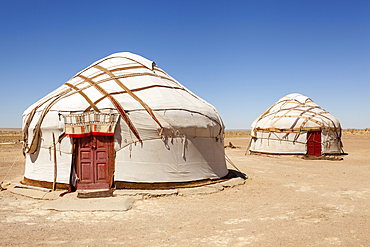 Yurts, Ayaz Kala Yurt Camp, Ayaz Kala, Khorezm, Uzbekistan