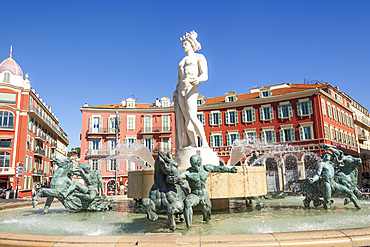 Statue of Apollo, La Fontaine Du Soleil, Sun Fountain, Place Massena, Nice, Cote D,??Azur, France