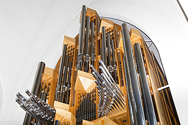 The pipe organ, designed by Johannes Klais, in Hallgrimskirkja Church, Reykjavik, Iceland