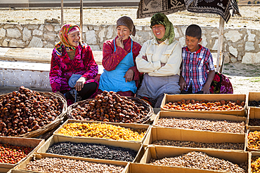 Women selling food in an outdoor market, near Samarkand, Uzbekistan