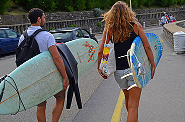 Surfers in Cote des Basques, Biarritz