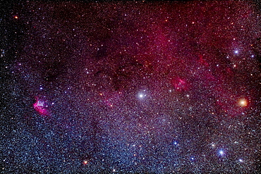 A collection of faint nebulas in southern Cepheus, including the Wizard Nebula